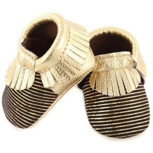 First Steps Holiday Xmas Party Baby Moccasins Gold